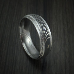 Damascus Steel Ring Wedding Band Two Tone Finish Genuine Craftsmanship