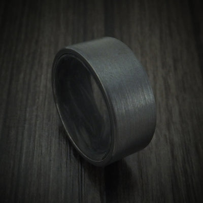 Black Zirconium Ring with Forged Carbon Fiber Sleeve Custom Made
