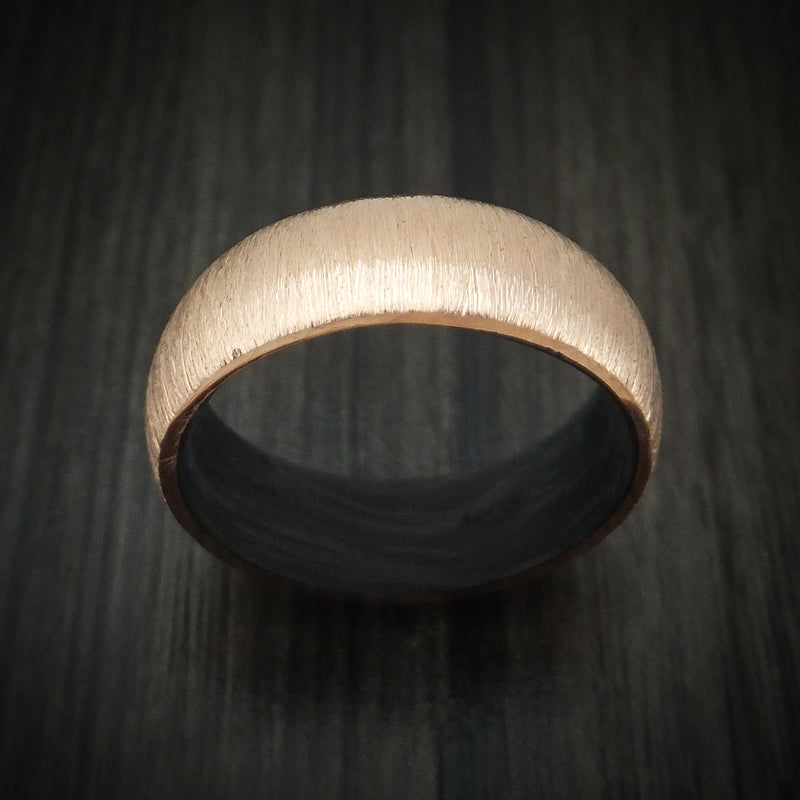 14K Gold Ring with Forged Carbon Fiber Sleeve Custom Made Band
