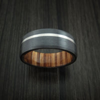 Black Zirconium Ring with Platinum Inlay and Hardwood Sleeve