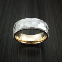 Cobalt Chrome and 14K Yellow Gold Sleeve Ring Rock Hammer Finish Custom Made Band