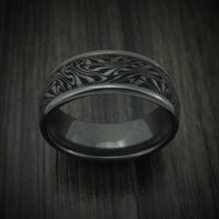 Black Zirconium Swirl Pattern Custom Men's Ring