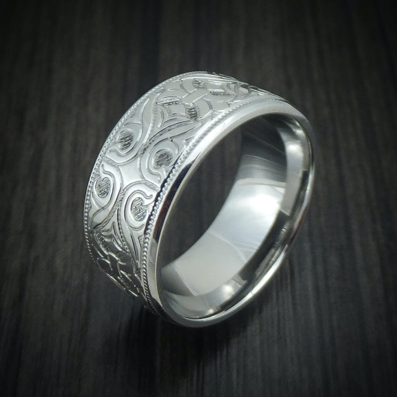 Cobalt Chrome Floral Design Men's Ring Custom Made