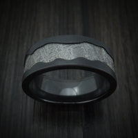 Black Zirconium and Meteorite Men's Ring Wave Design Custom Made
