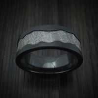 Black Titanium and Meteorite Men's Ring Wave Design Custom Made