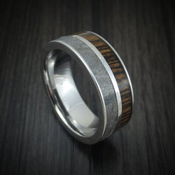 Inconel Men's Ring with Gibeon Meteorite and Hardwood Inlays