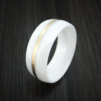 White Ceramic Ring with 14k Yellow Gold Custom Made Band