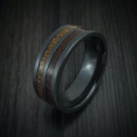 Black Zirconium and Dinosaur Bone Inlays Custom Men's Ring