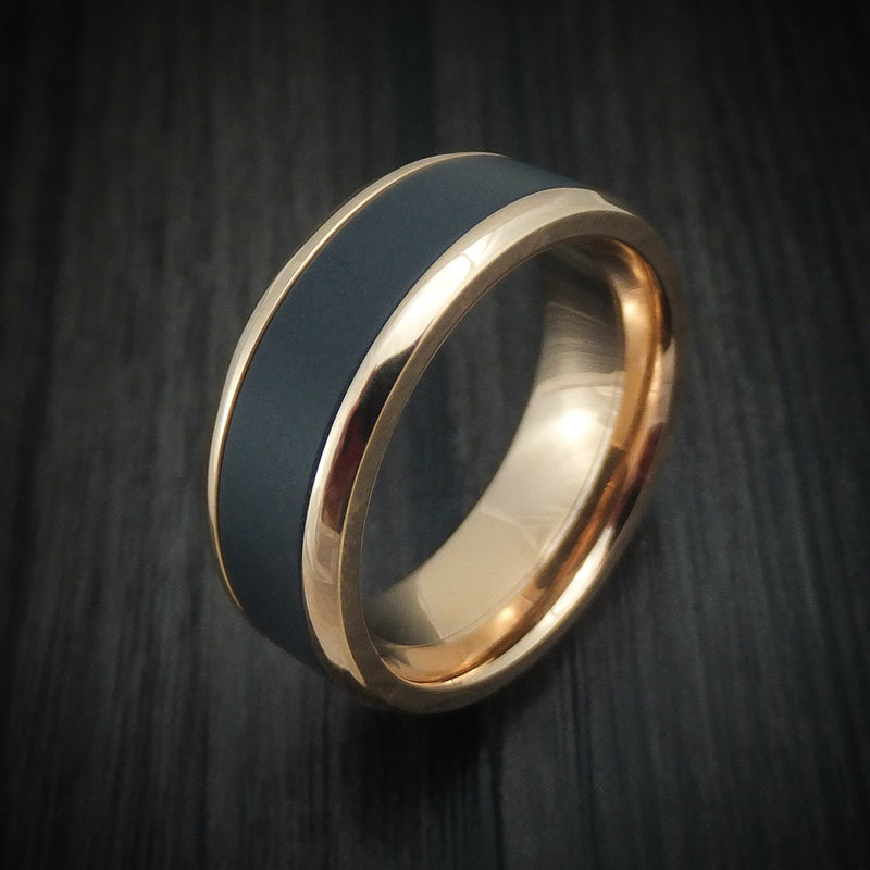 14K Gold and Black Titanium Men's Ring