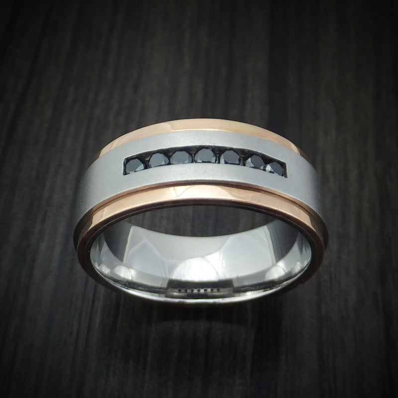 Cobalt Chrome 14K Gold and Black Diamond Men's Ring Custom Made