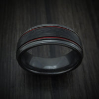 Black Zirconium and Forged Carbon Fiber Men's Ring with Cerakote Accents