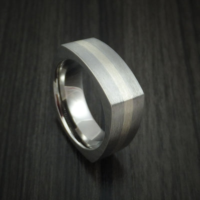 14K White Gold and Titanium Ring Square Band any Sizing from 3-22