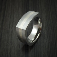 14K White Gold and Titanium Ring Square Band any Sizing from 3-22