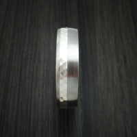 Titanium and Silver Ring with Hardwood Sleeve Hammered Wedding Band Custom Made