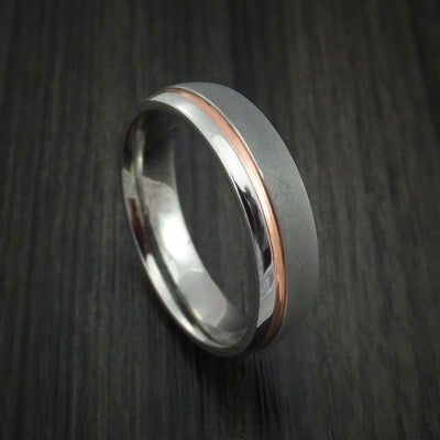 Copper Inlay and Titanium Ring Custom Made Band Any Finish and Sizing