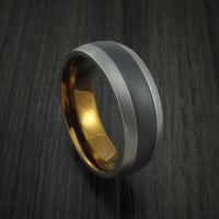 Titanium and Black Titanium Inlay and Bronze Anodized Inside Custom Men's Ring