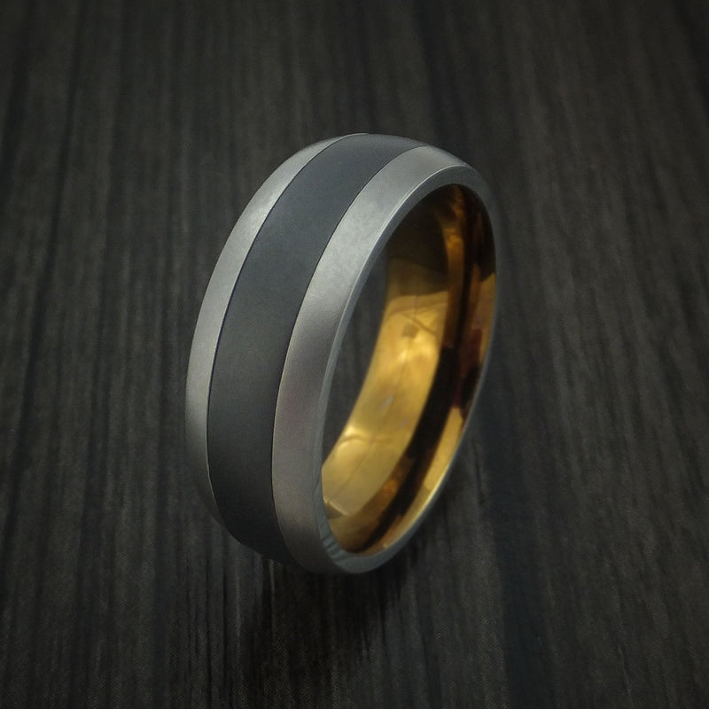 Titanium and Black Titanium Inlay and Bronze Anodized Inside Custom Men's Ring