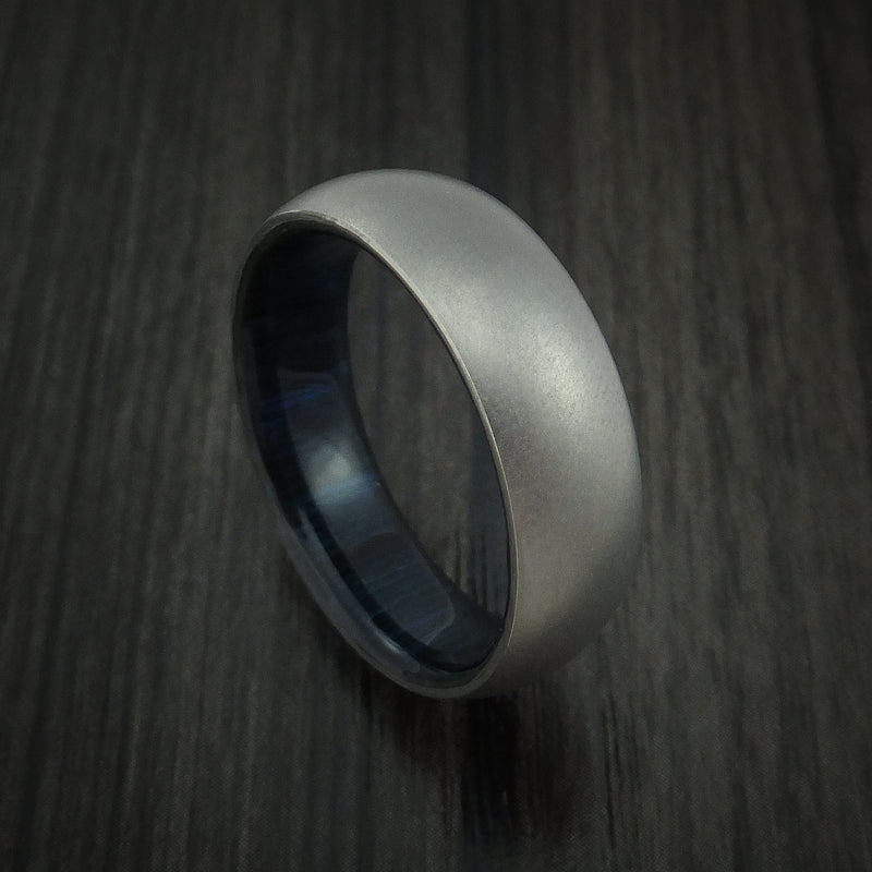 Titanium Ring with Blueberry Hardwood Sleeve Custom Made Band