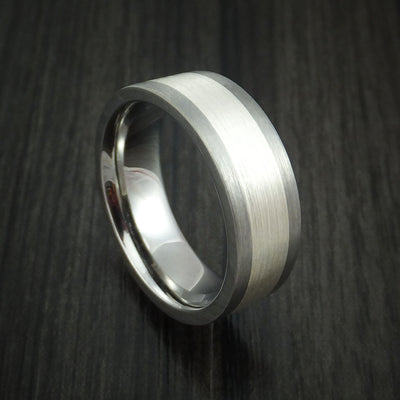 Titanium Ring with Sterling Silver Inlay Custom Made Band