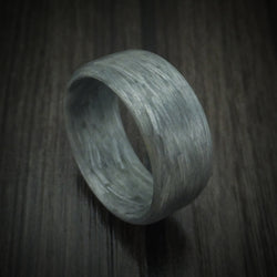 Solid Silver Texalium Carbon Fiber Men's Ring Custom Made Pattern Band