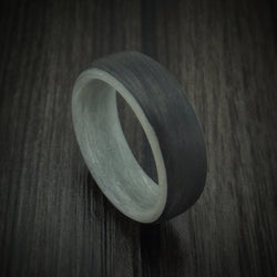 Carbon Fiber And Blue Glow Sleeve Men's Ring Custom Made
