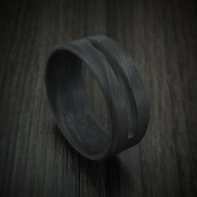 Solid Carbon Fiber Men's Ring with Cutout Custom Made Band