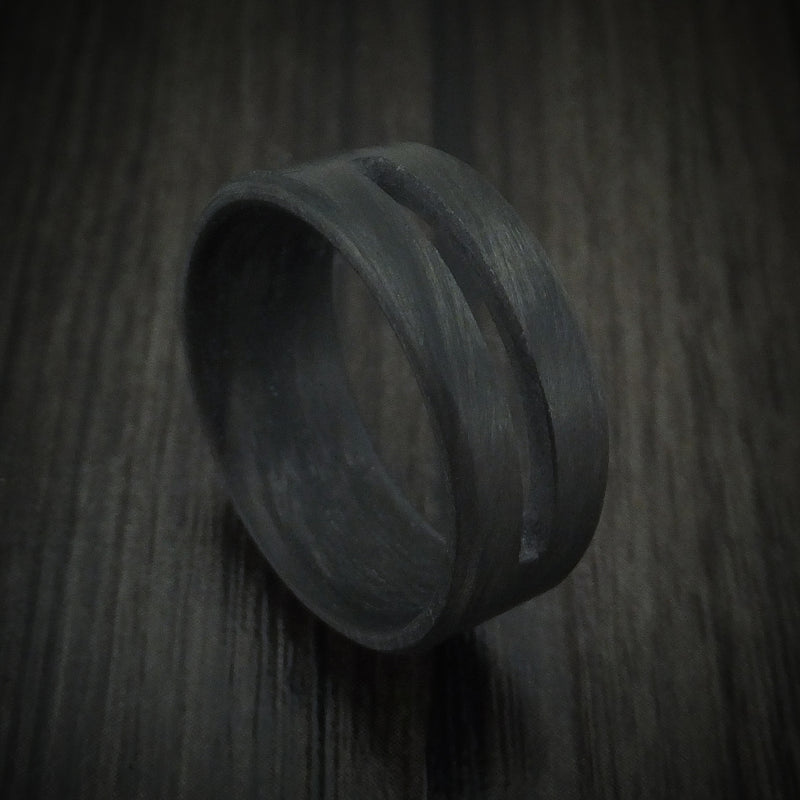 Solid Carbon Fiber Men's Ring with Cutout Custom Made Band