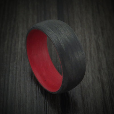 Carbon Fiber And Red Sleeve Men's Ring Custom Made