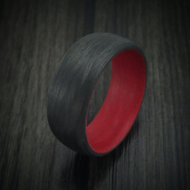 Carbon Fiber And Red Sleeve Men's Ring Custom Made