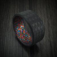 Carbon Fiber And Sparkle Sleeve Men's Ring Custom Made