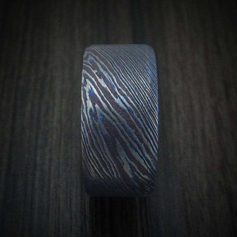 Kuro-Ti Twisted Titanium Etched and Heat-Treated Men's Ring Custom Made Band