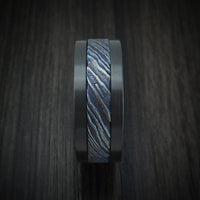 Black Titanium and Kuro-Ti Twisted Titanium Etched and Heat-Treated Men's Ring Custom Made Band