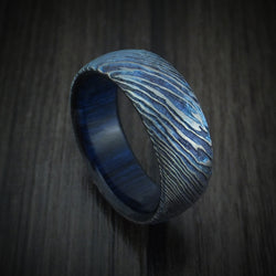 Kuro-Ti Twisted Titanium Etched and Heat-Treated Men's Ring with Hardwood Sleeve Custom Made Band