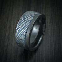Black Titanium and Kuro-Ti Twisted Titanium Etched and Heat-Treated Men's Ring Custom Made Band