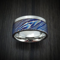Cobalt Chrome and Kuro-Ti Twisted Titanium Etched and Heat-Treated Men's Ring Custom Made Band
