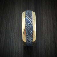 14K Gold and Kuro-Ti Twisted Titanium Etched and Heat-Treated Men's Ring Custom Made Band