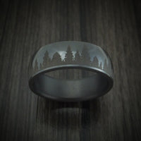 Elysium Black Diamond Men's Ring with Spruce Pine Tree Design Custom Made