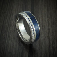 Titanium and Eternity Lab Diamonds Band with Wood Inlay Custom Made Men's Ring