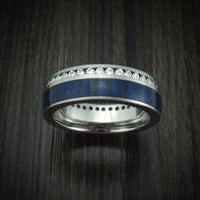 Titanium and Eternity Lab Diamonds Band with Wood Inlay Custom Made Men's Ring