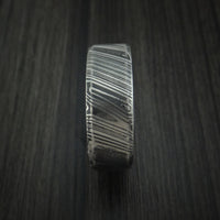 Kuro Damascus Steel Ring with Dark Grey Cerakote Sleeve Custom Made Band