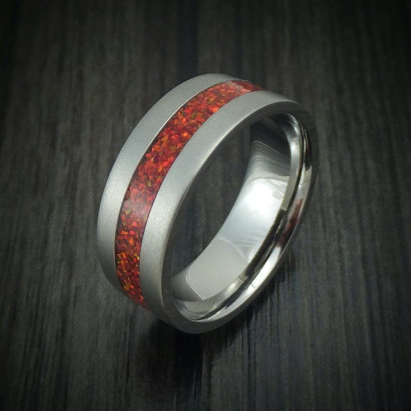 Titanium and Opal Men's Ring Choose Your Color Custom Made