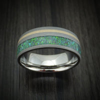 Titanium with 14K Gold and Opal Men's Ring Choose Your Color Custom Made