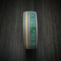 Titanium with 14K Gold and Opal Men's Ring Choose Your Color Custom Made