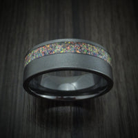 Black Titanium and Opal Men's Ring Custom Made Band