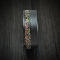 Black Zirconium and Opal Men's Ring Custom Made Band