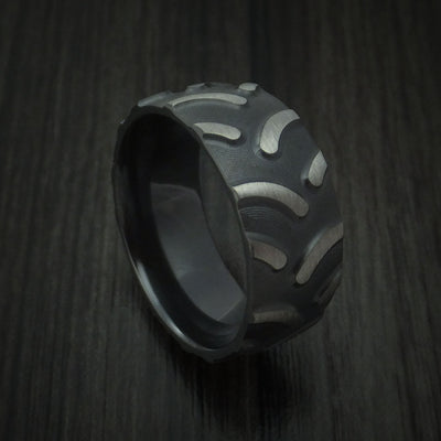 Black Zirconium Tractor Tire Tread Ring Custom Made Band