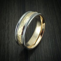 Tantalum Men's Ring with Hammered 14K Gold Inlay and 14K Gold Sleeve