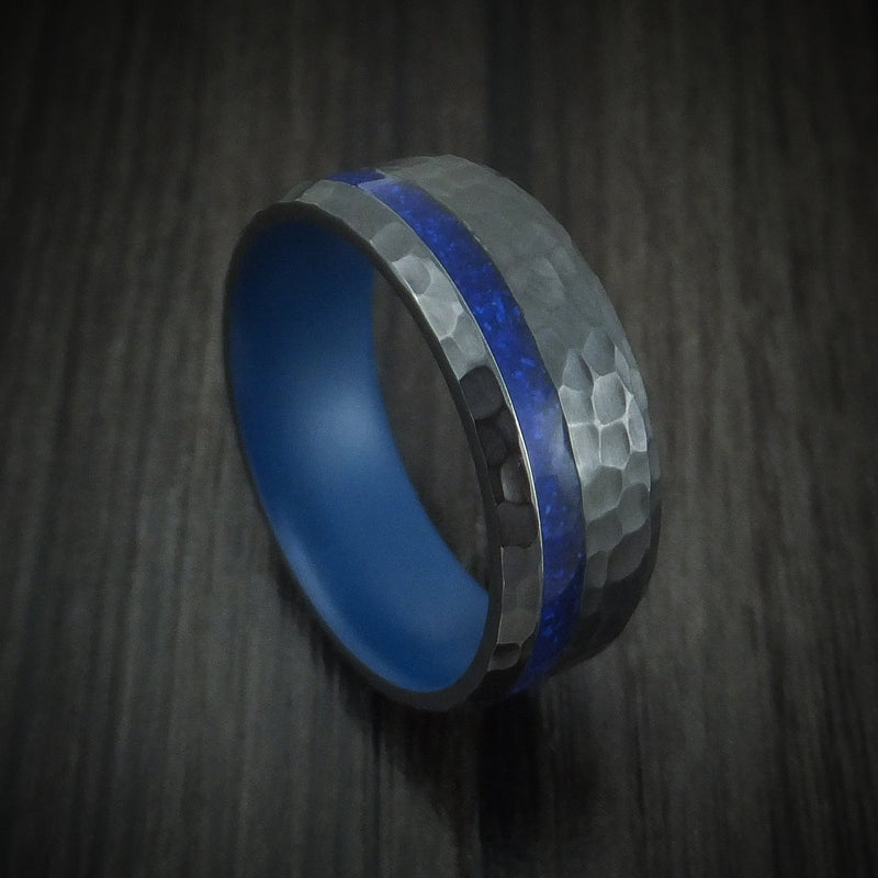 Black Titanium Stone and Cerakote Custom Men's Ring