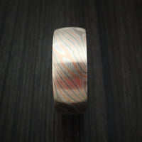 White Gold, Silver and Rose Gold Mokume Ring Custom Made Band