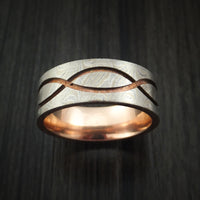 14k White Gold and Silver Infinity Mokume Gane Ring with Rose Gold Sleeve Custom Made Band